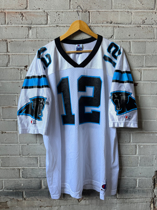 90’s Carolina Panthers Kerry Collins Vintage White Champion NFL Jersey (52/XXL)