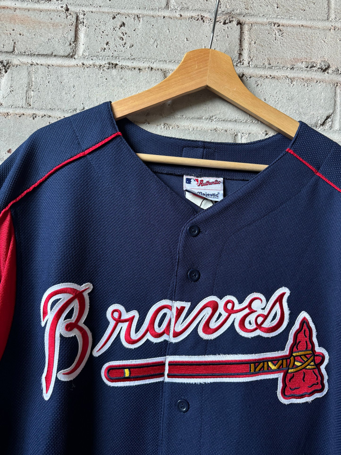 00’s Atlanta Braves Vintage Majestic Batting Practice Style MLB Baseball Jersey (XL)