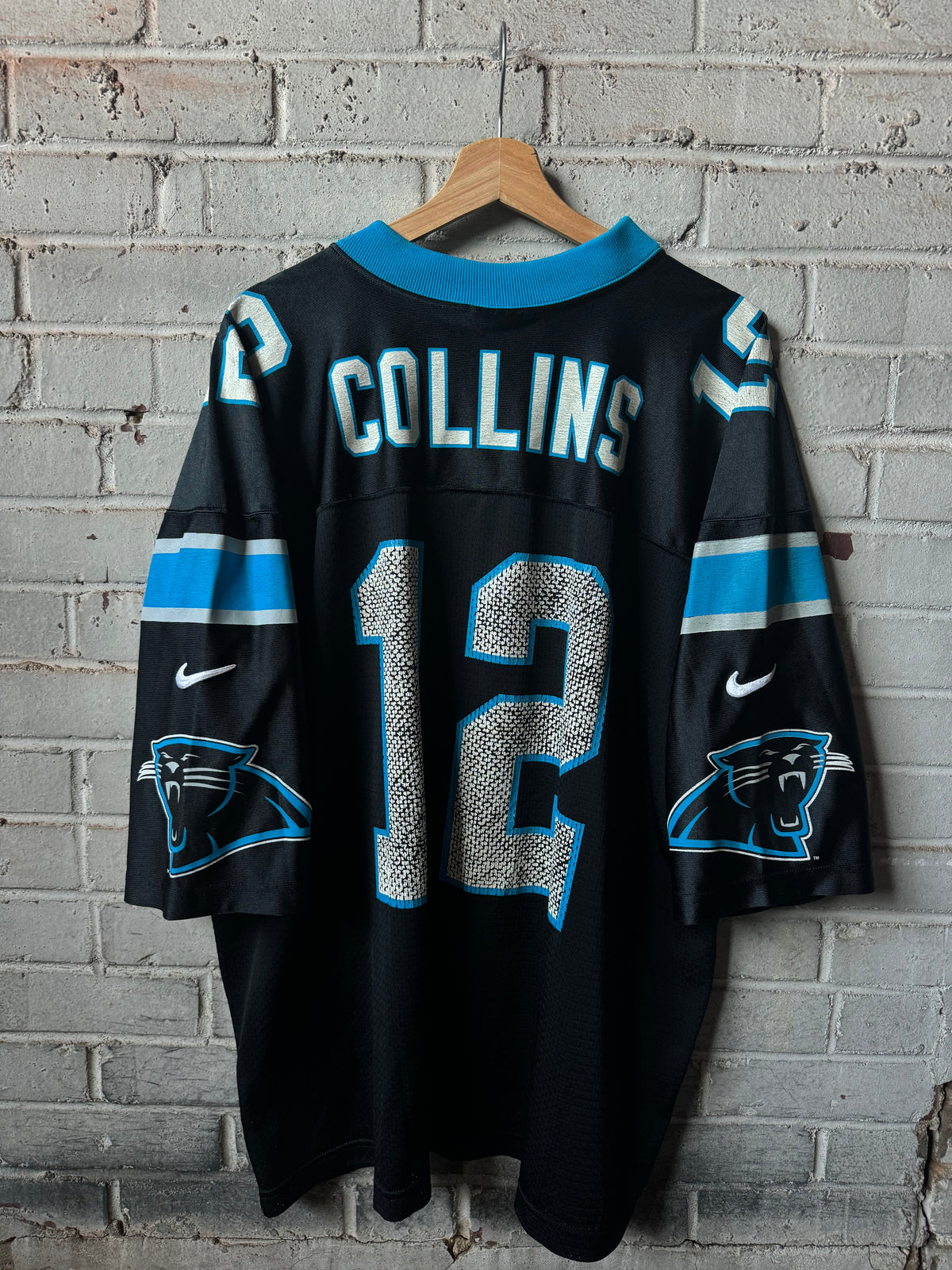90’s Carolina Panthers Kerry Collins Vintage Black Nike Team Sports NFL Jersey (XXL)