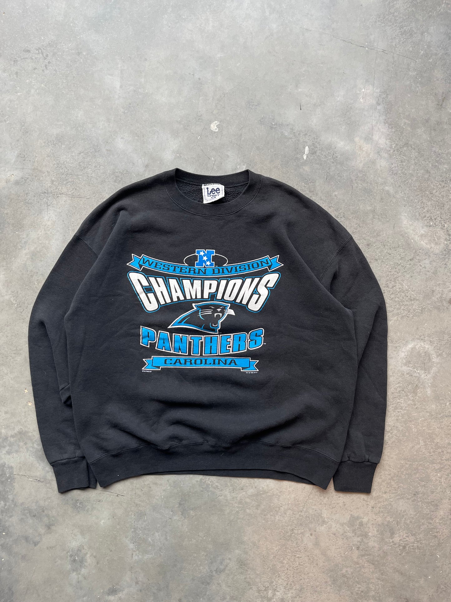 1996 Carolina Panthers Western Division Champions Vintage NFL Crewneck Sweatshirt (XL)