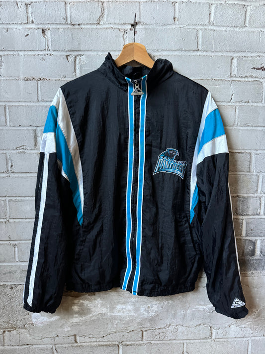 90’s Carolina Panthers Vintage Jersey Striped Full Zip NFL Windbreaker Jacket (Medium)