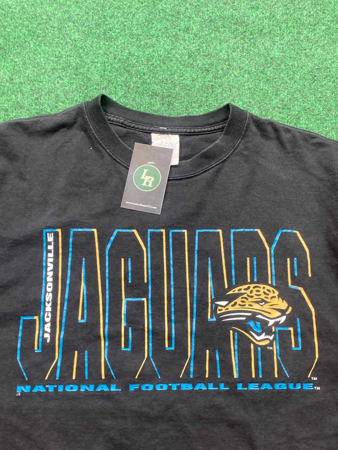 90s Jacksonville Jaguars NFL Spellout Logo Vintage Tee (XL)