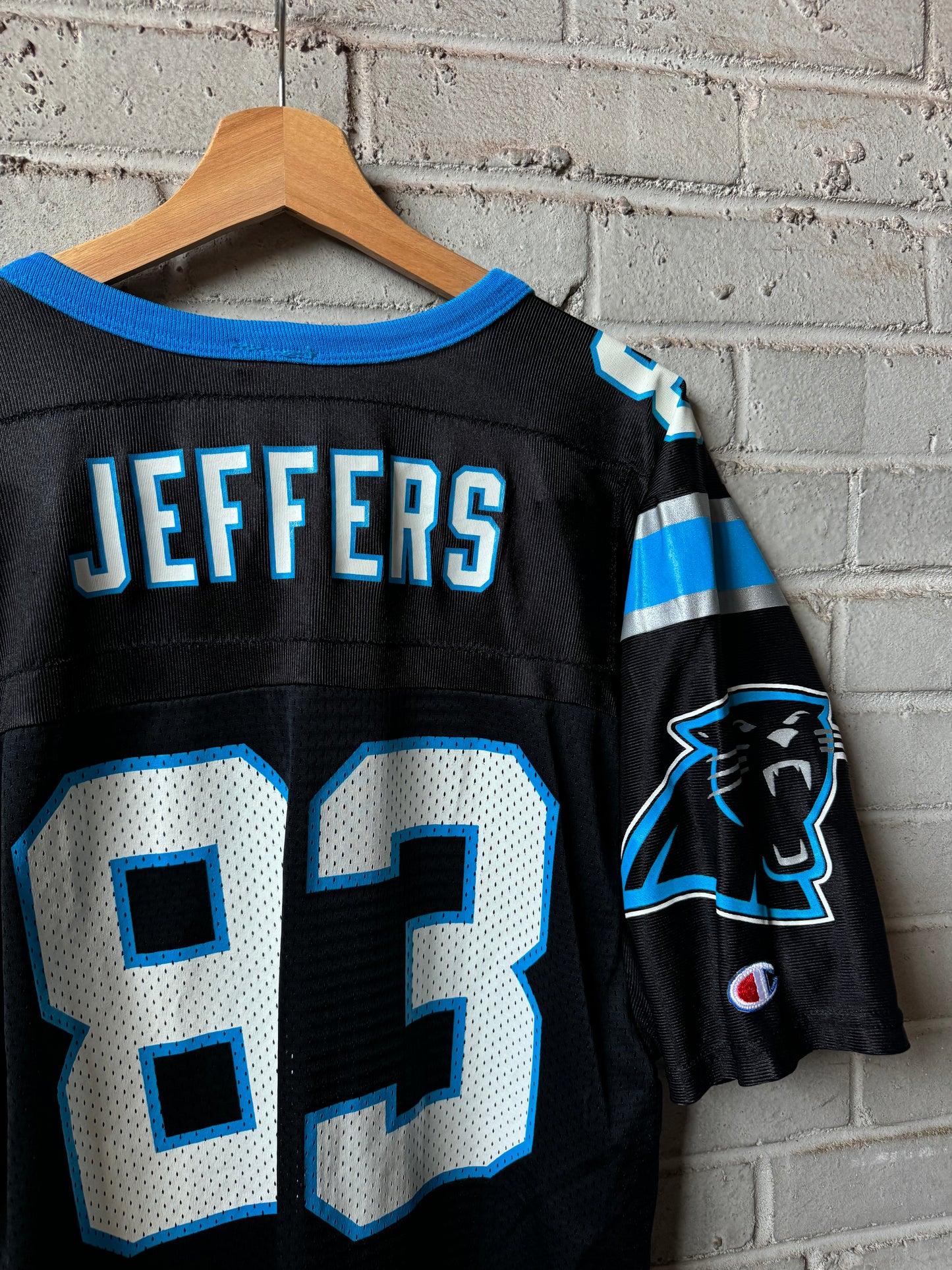 2001 Carolina Panthers Patrick Jeffers Vintage Black Champion NFL Jersey (40/Medium)