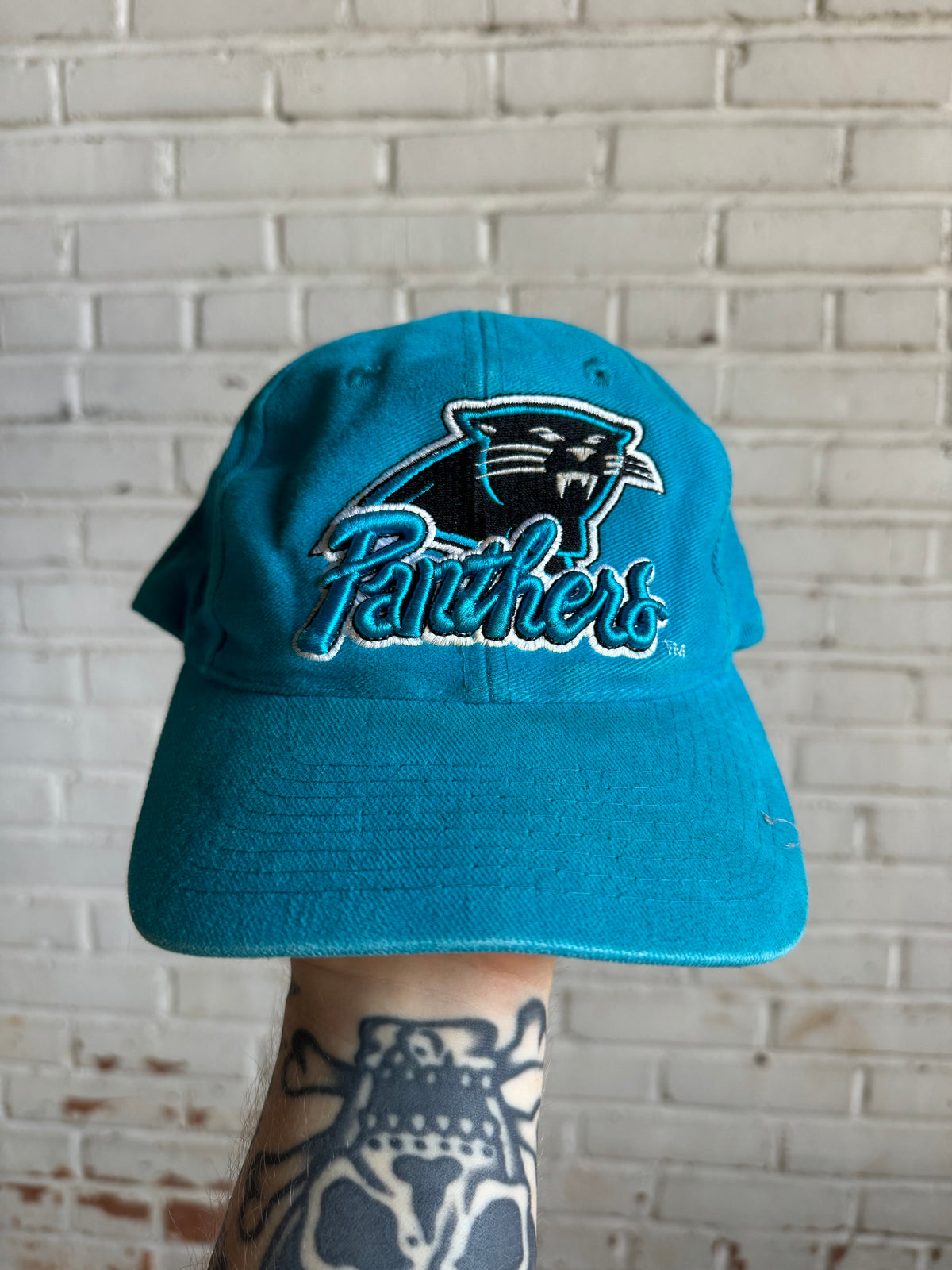 90’s Carolina Panthers Vintage Blue Script Team NFL Snapback Hat (OSFA)