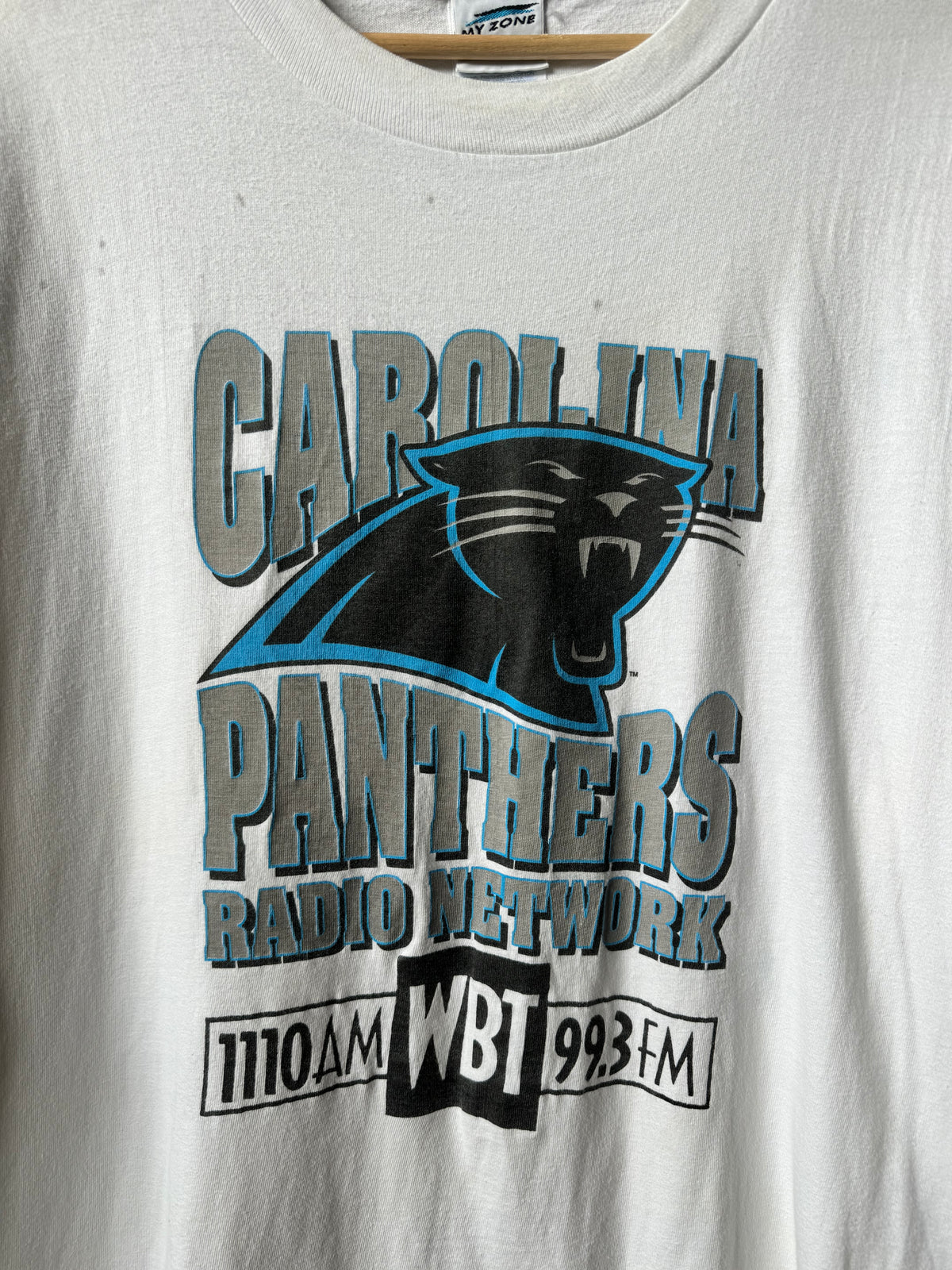 90’s Carolina Panthers Radio Network Vintage White NFL Tee (XXL)