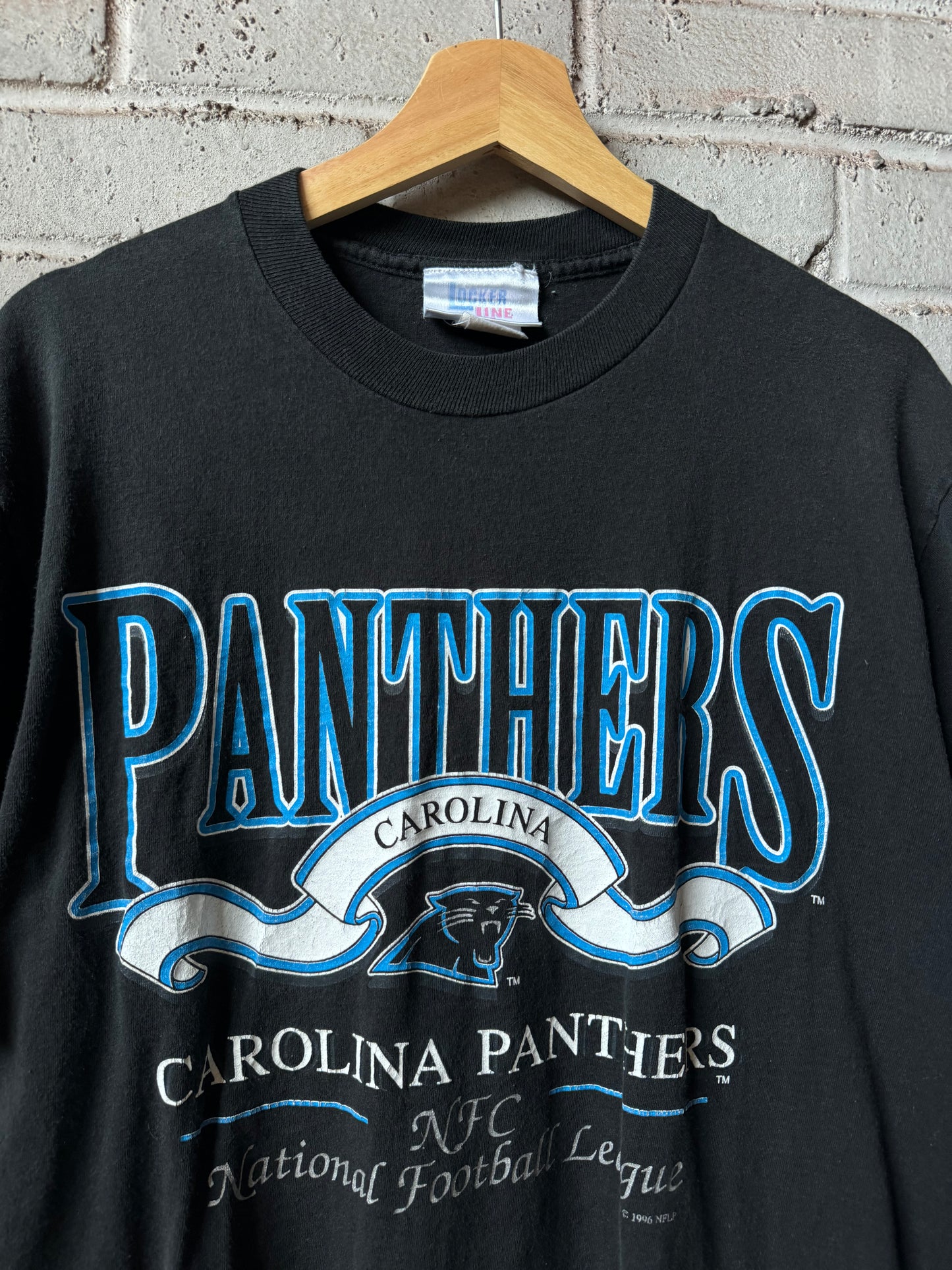 1996 Carolina Panthers Vintage Black Locker Line NFL Tee (Medium)