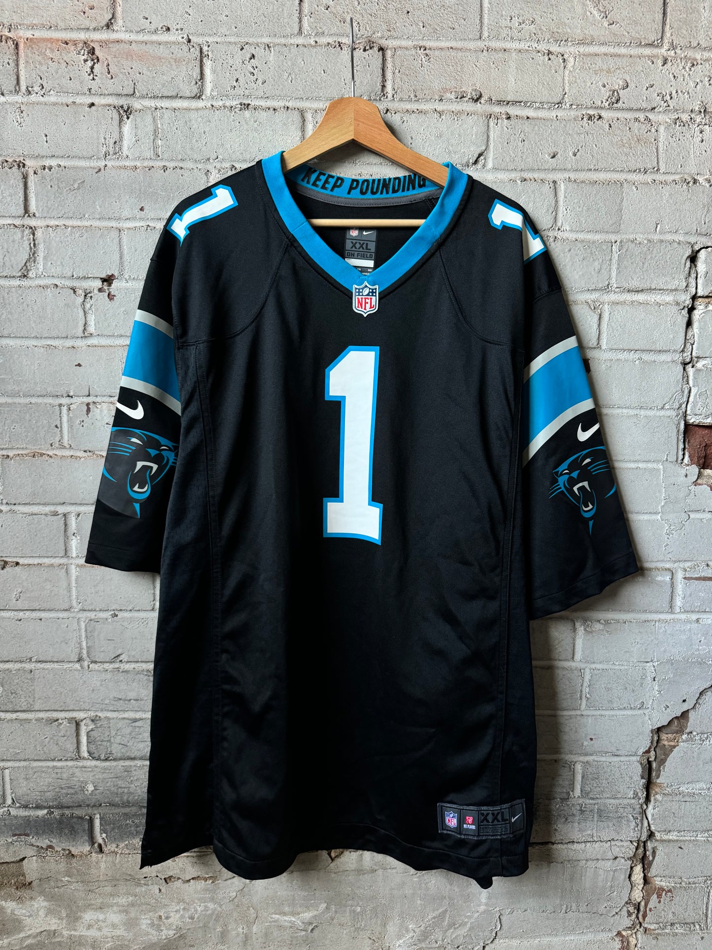 2015 Carolina Panthers Cam Newton Black Nike NFL Game Jersey (XXL)