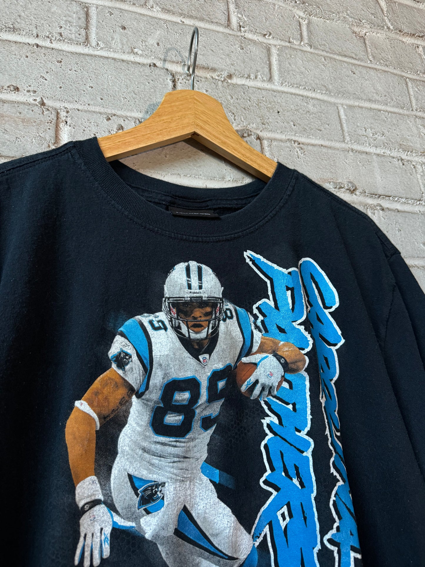 00’s Carolina Panthers Steve Smith Vintage Black Reebok Cat Scratch Font NFL Player Tee (Small)
