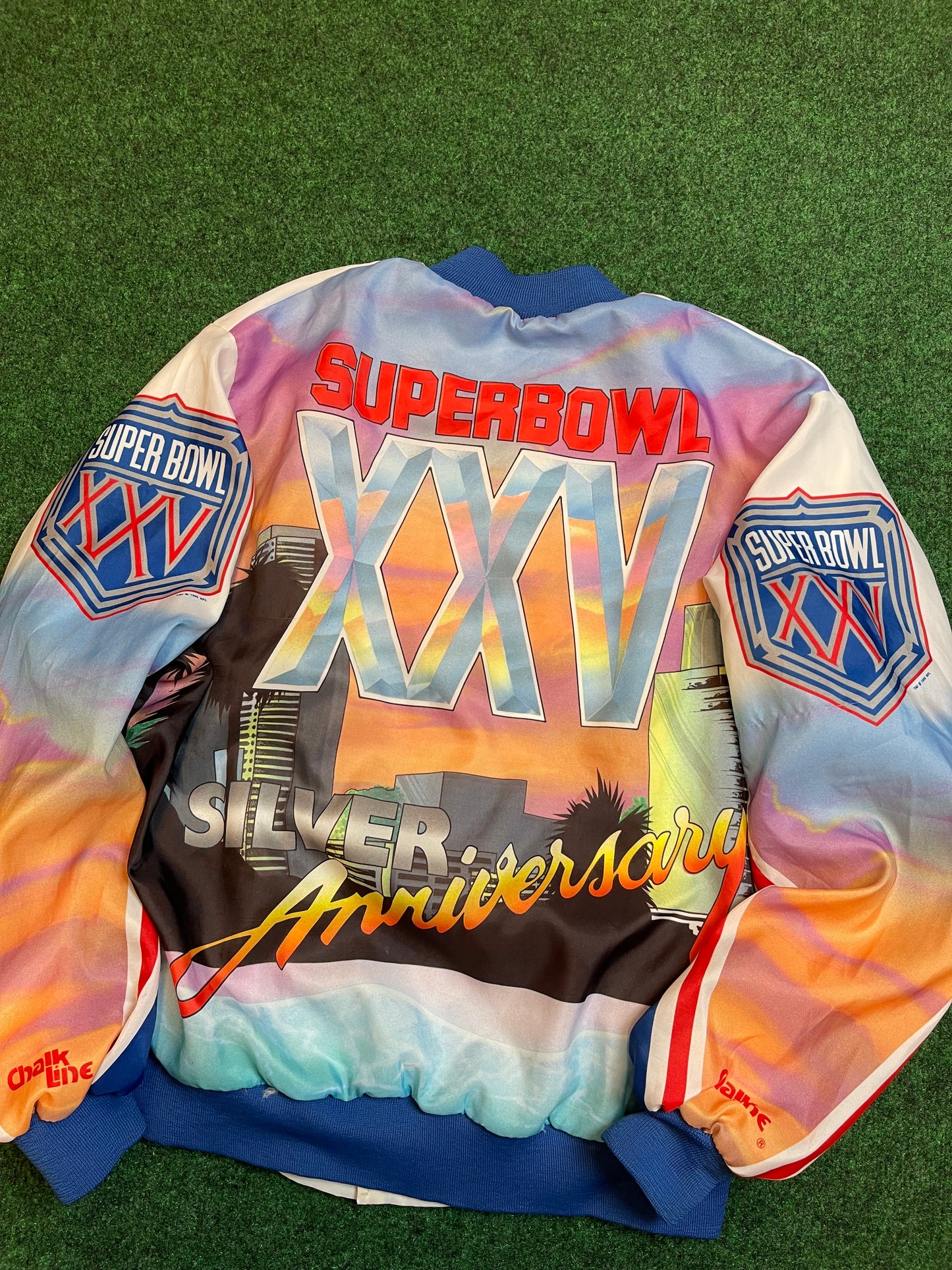 1991 Super Bowl XXV Vintage NFL Chalkline Fanimation Jacket (XL)