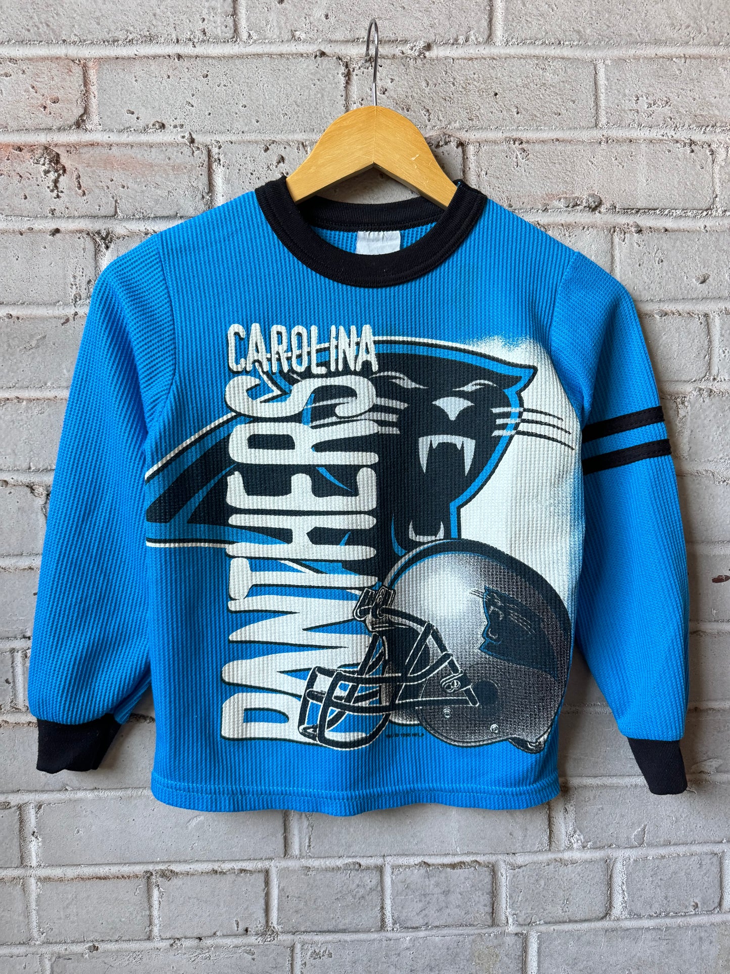 1998 Carolina Panthers Vintage Kids Waffleknit Thermal Longsleeve NFL Tee (Youth Small)