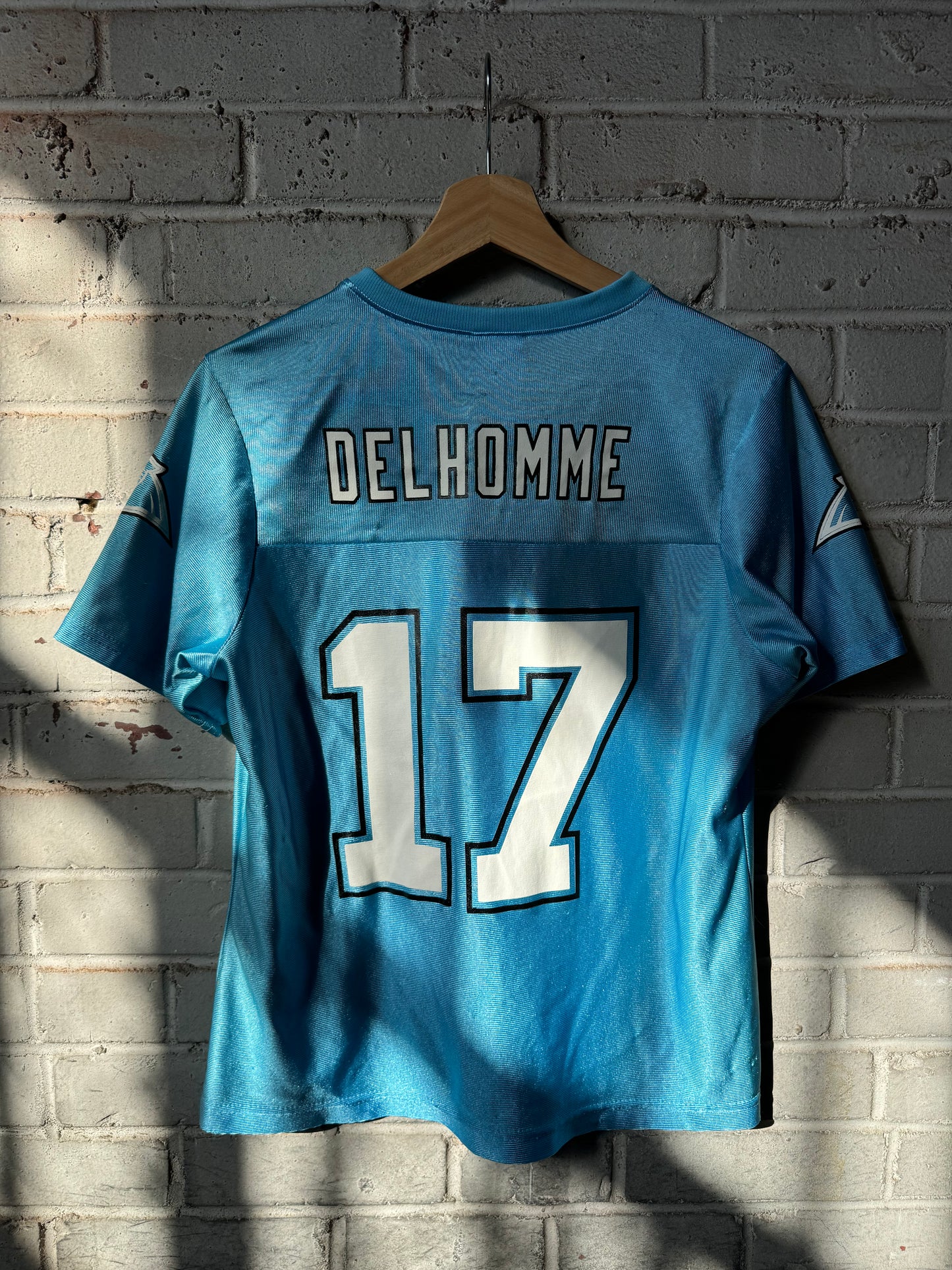 00’s Carolina Panthers Jake Delhomme Vintage Blue NFL Jersey (Women’s Medium)
