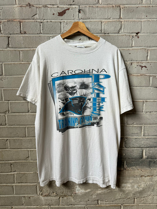 1995 Carolina Panthers Vintage White Inaugural Season Spartanburg Training Camp NFL Tee (XL)