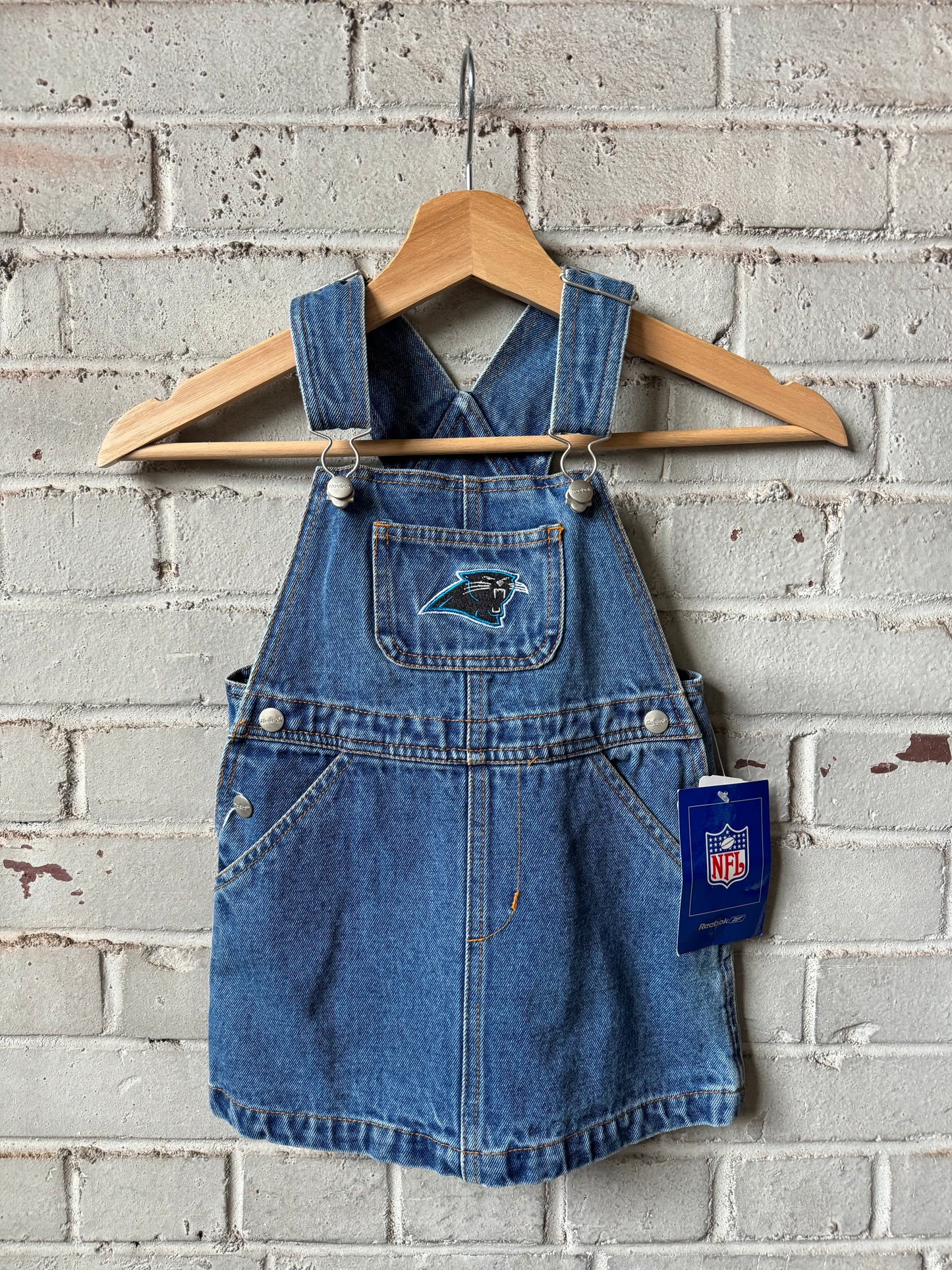 00’s Carolina Panthers Vintage Reebok Denim Jean NFL Skirt - Deadstock (Size 3T)