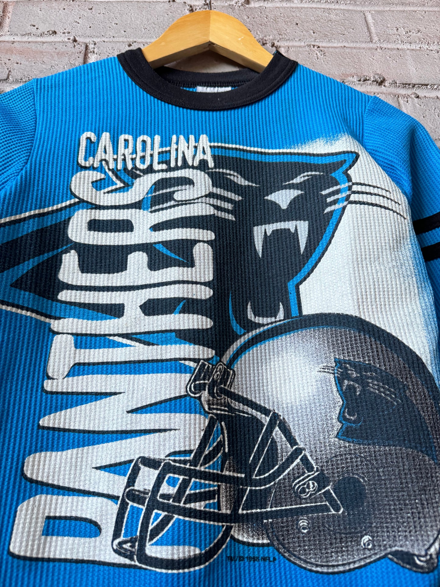1998 Carolina Panthers Vintage Kids Waffleknit Thermal Longsleeve NFL Tee (Youth Small)