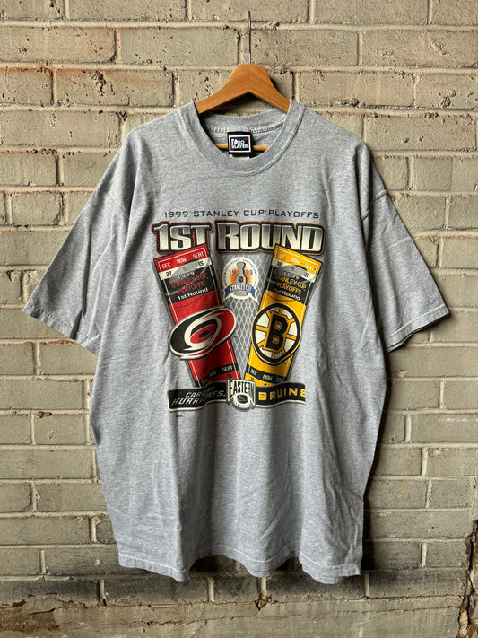 1999 Carolina Hurricanes vs. Boston Bruins 1st Round NHL Playoffs Pro Player Vintage Tee (XXL)