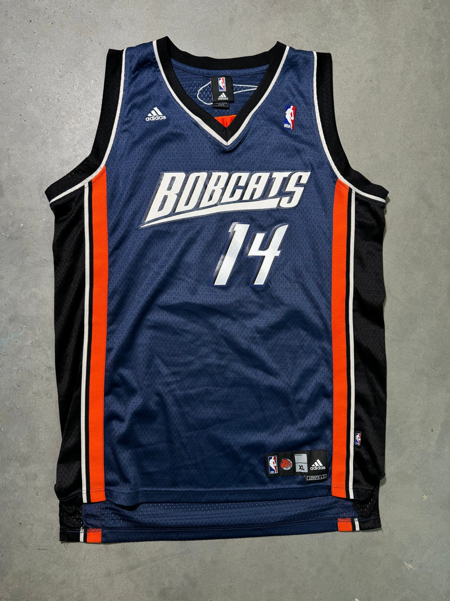 00’s Charlotte Bobcats D.J. Augustin Vintage Blue Reebok Stitched Adidas NBA Swingman Jersey (XL)