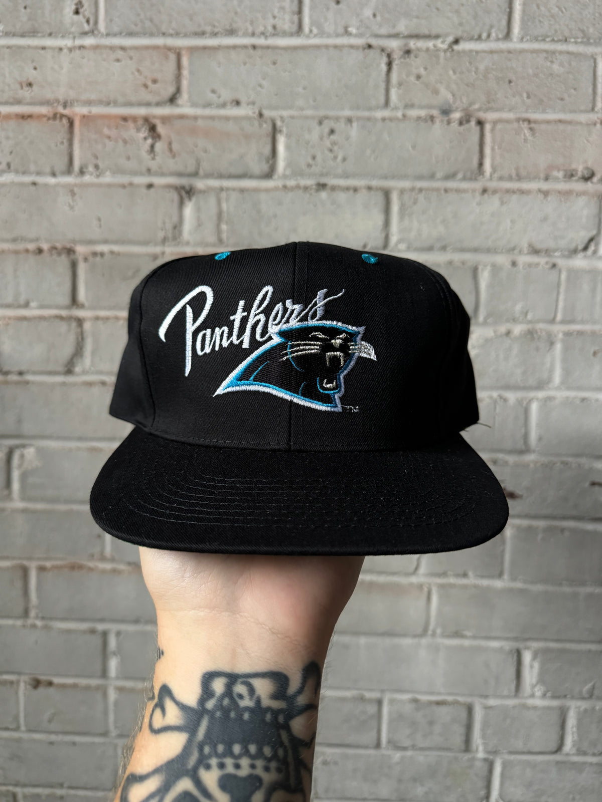 90’s Carolina Panthers Vintage Black Script NFL Snapback Hat - Deadstock (OSFA)