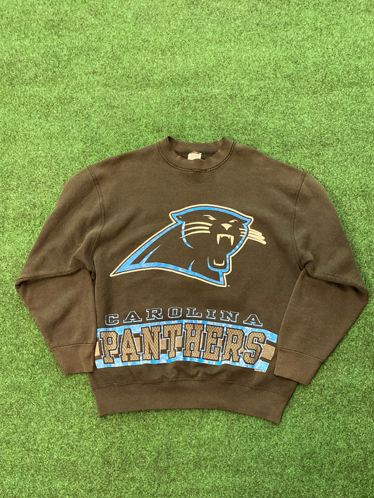 1995 Carolina Panthers Logo Faded NFL Vintage Crewneck Sweatshirt (Large)