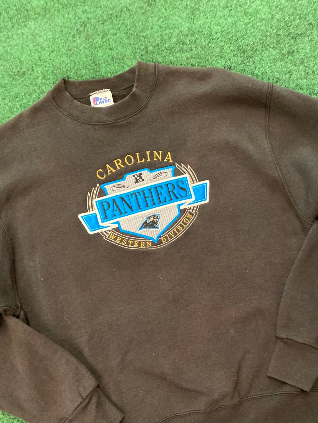 1996 Carolina Panthers Western Division Embroidered NFL Vintage Crewneck (Large)