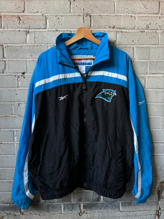 90’s Carolina Panthers Vintage Reebok NFL Pro Line Colorblocked Windbreaker Jacket (XL)