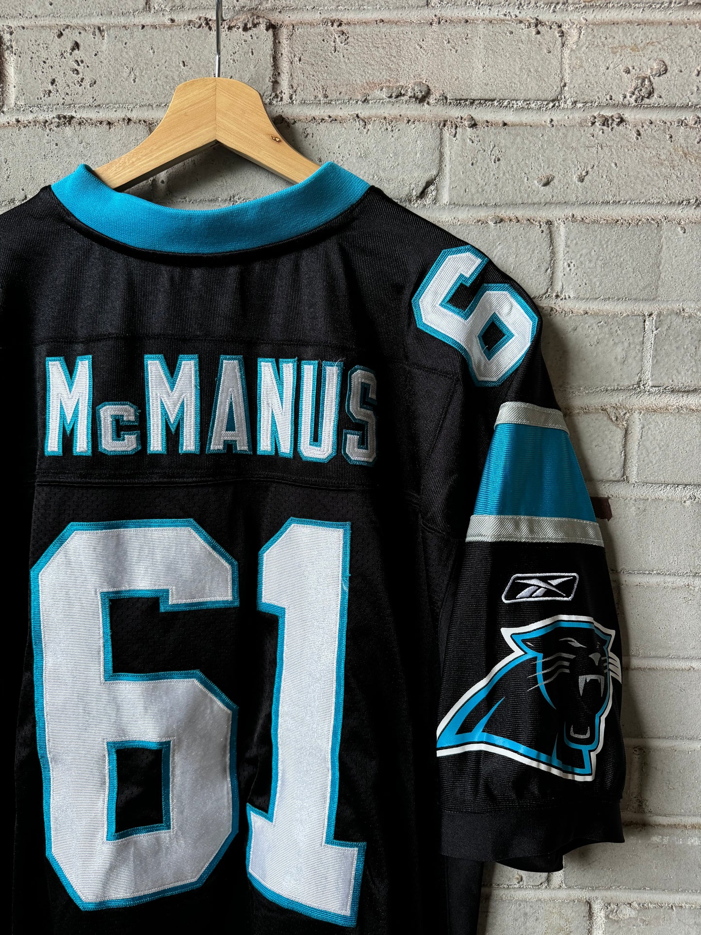 00’s Carolina Panthers #61 McManus Vintage Black Custom On Field Authentic NFL Jersey (52/XXL)