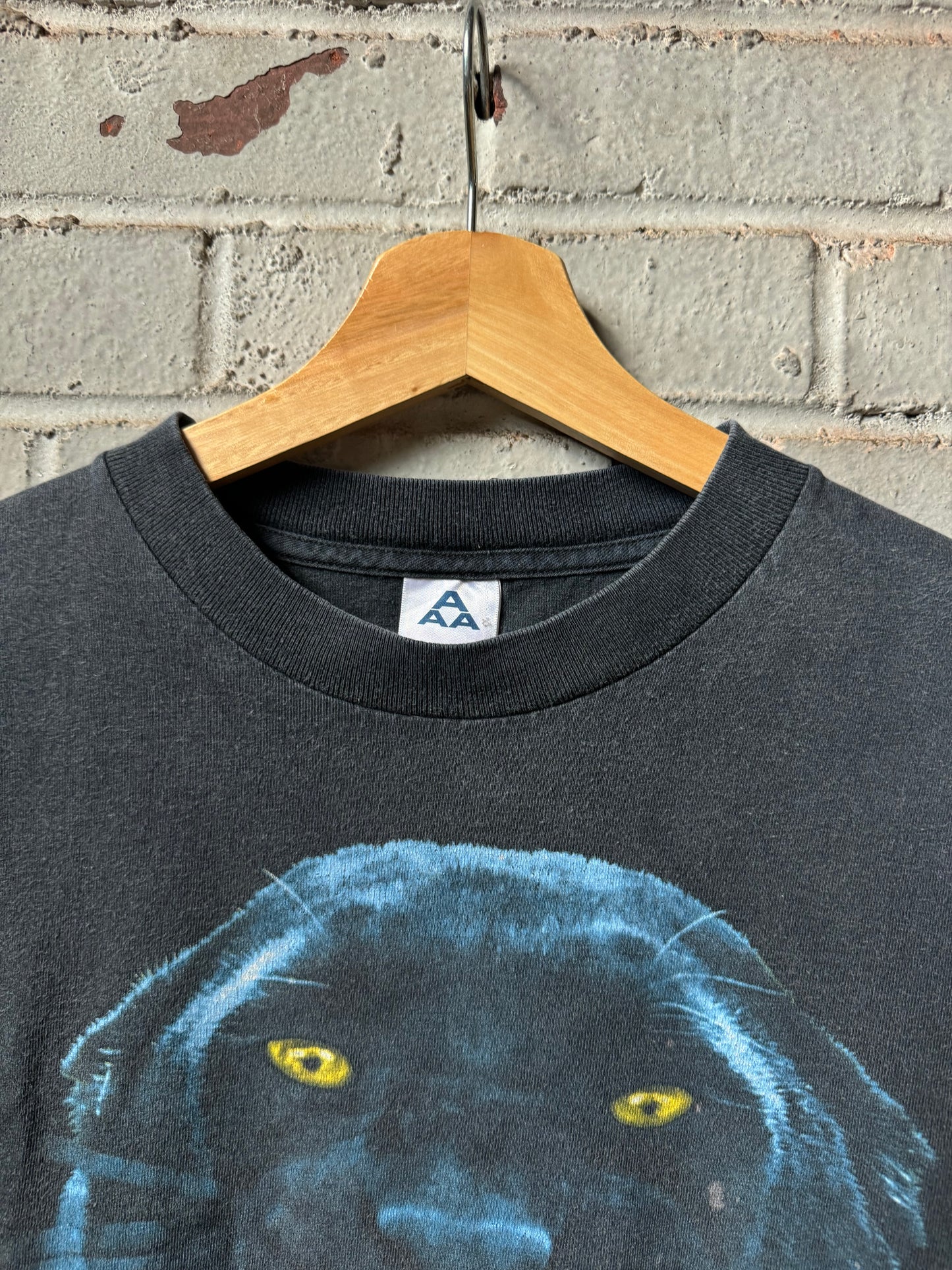 90’s Big Face Black Panther Cropped Tee (Medium)