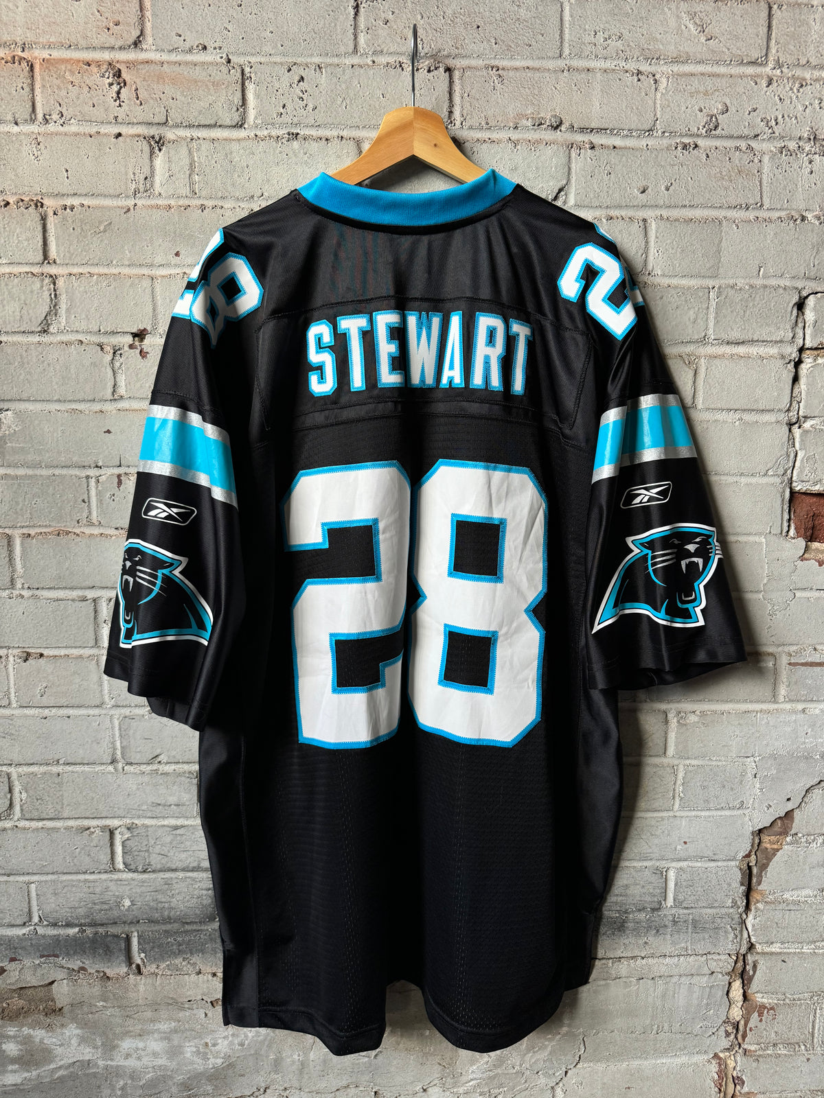 00’s Carolina Panthers Jonathan Stewart Vintage Black Reebok Stitched Swingman NFL Jersey (XXL)