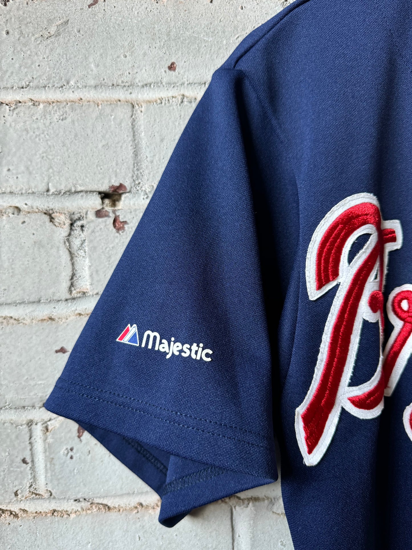 90’s Atlanta Braves Vintage Blue Embroidered Majestic MLB Baseball Jersey (Medium)
