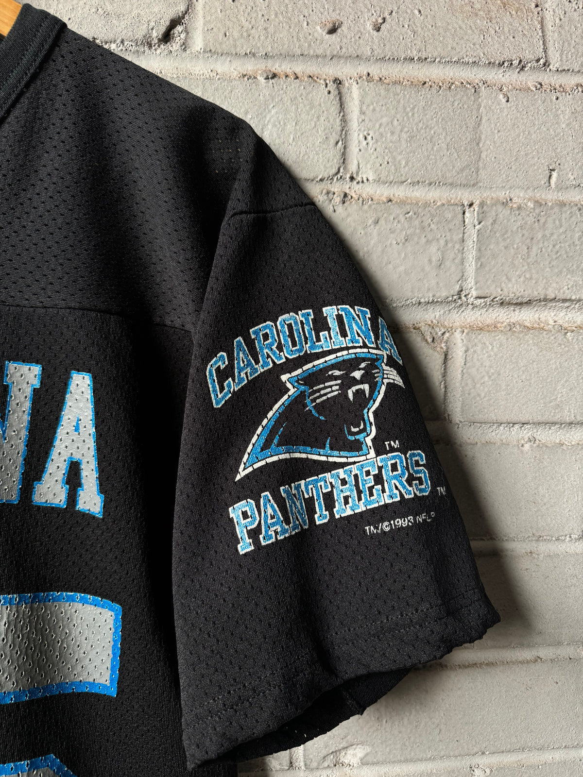 1995 Carolina Panthers Vintage Black Logo 7 Inaugural Season Mesh NFL Practice Jersey (Medium)