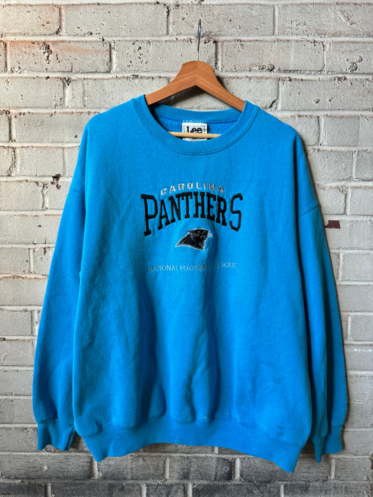90’s Carolina Panthers Vintage Blue Lee Sport Embroidered NFL Crewneck (XL)