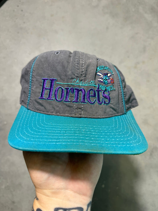 90’s Charlotte Hornets Vintage Grey The Game NBA Snapback Hat (OSFA)