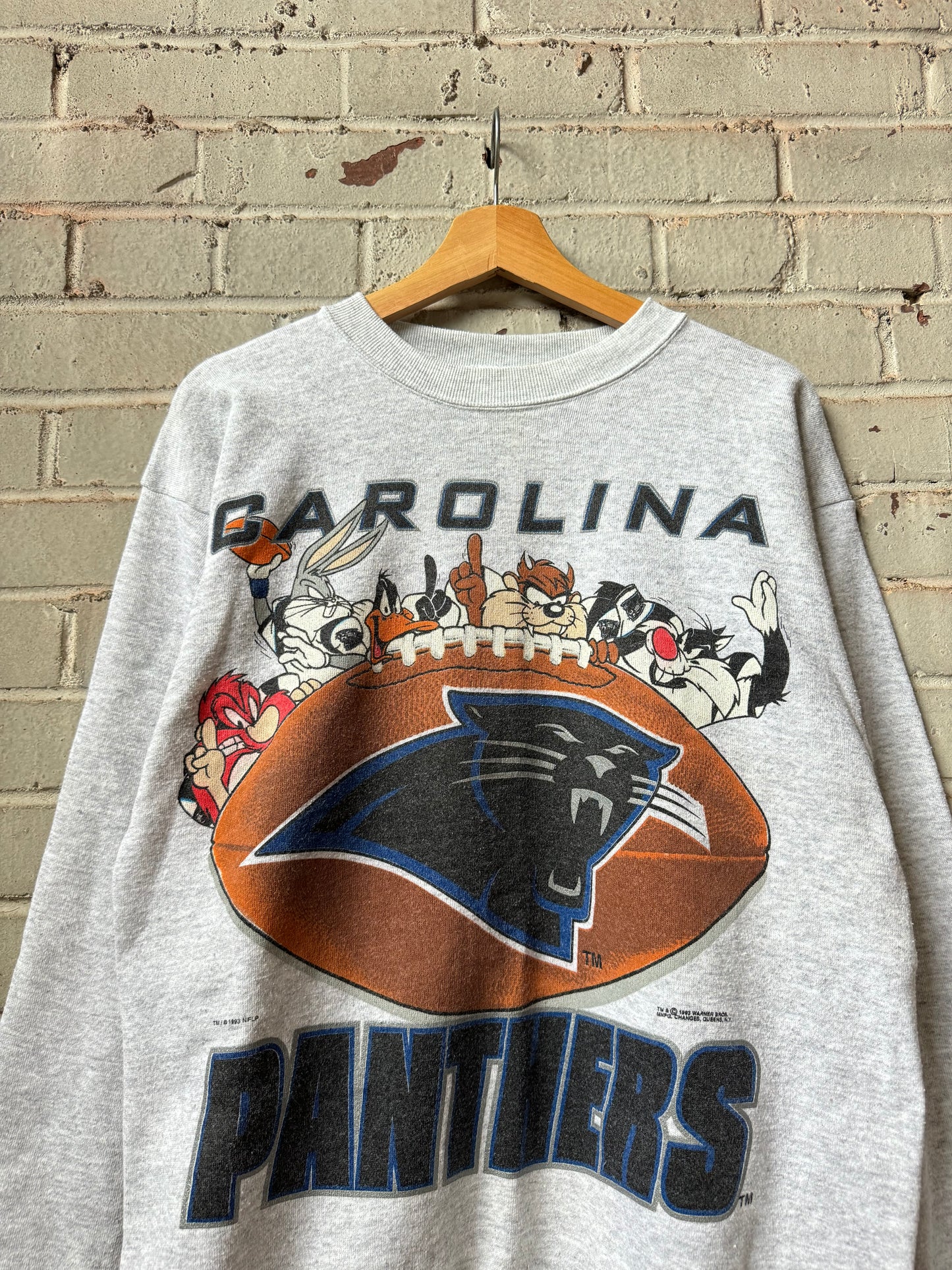 1993 Carolina Panthers x Looney Tunes Cartoon Crossover NFL Crewneck (Medium)