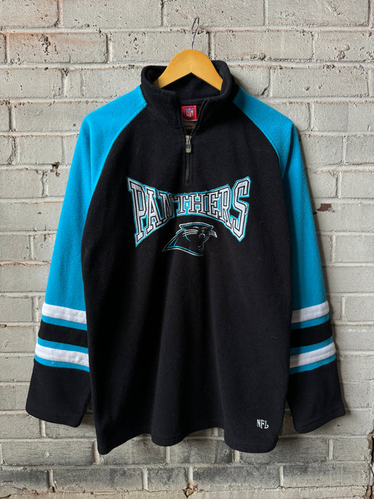 00’s Carolina Panthers Vintage Colorblocked Fleece NFL Pullover (Medium)