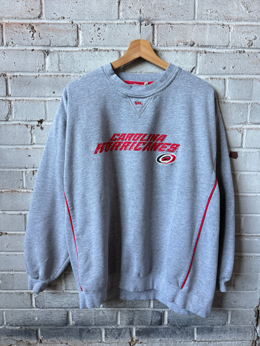 90’s Carolina Hurricanes Vintage Grey Lee Sport Original Word Mark NHL Crewneck (Large)