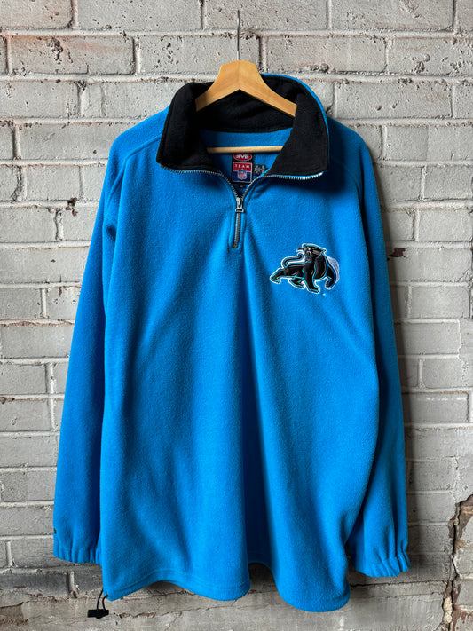 90’s Carolina Panthers Vintage Blue Full Cat Alternate Fleece Quarter Zip Pullover (XL)