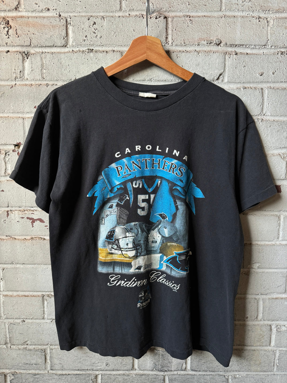 1998 Carolina Panthers Vintage Black Riddell Gridiron Classics Locker NFL Tee (Small)