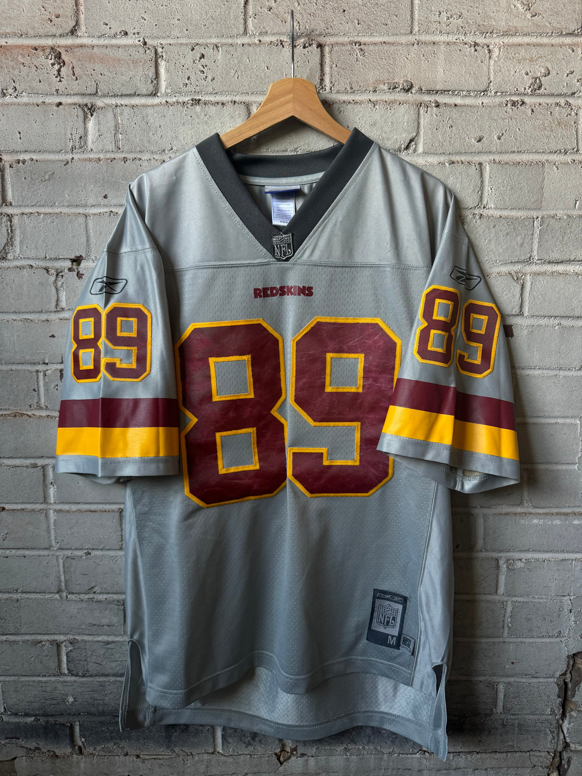 00’s Washington Redskins Santana Moss Vintage Grey Reebok Storm Collection Stitched NFL Jersey (Medium)