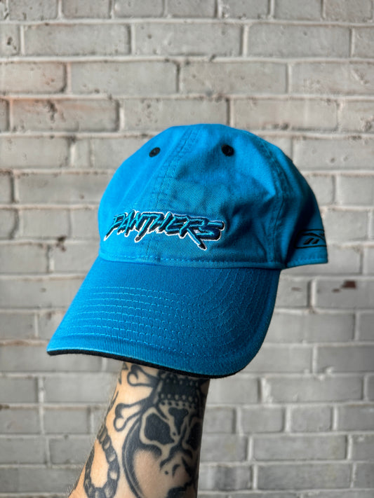 00’s Carolina Panthers Vintage Blue Tonal Cat Scratch Font Reebok NFL Strapback Hat (OSFA)