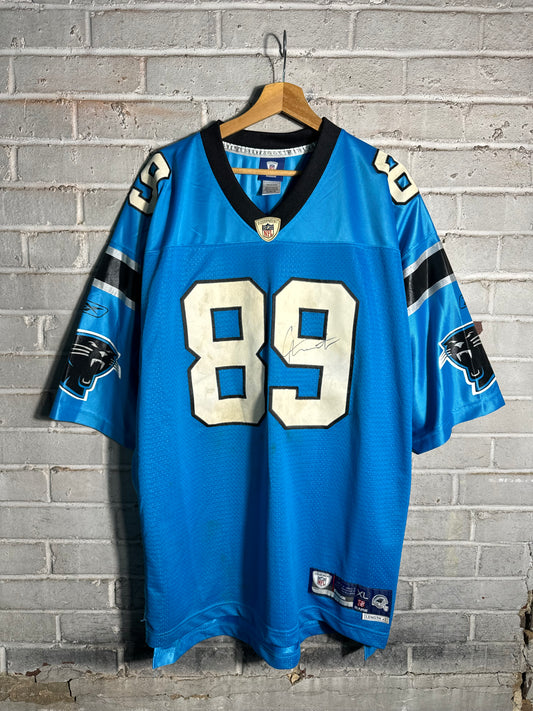 2011 Carolina Panthers Steve Smith Blue Alternate Stitched Reebok NFL Jersey - Autographed by Cam Newton (XL)