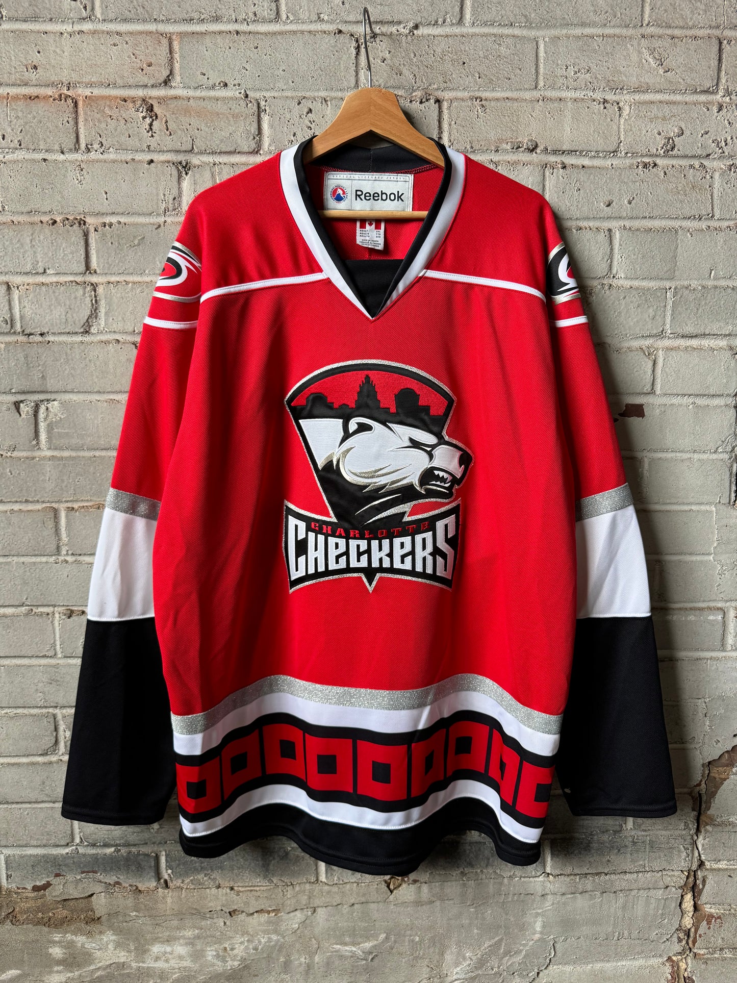 2010’s Charlotte Checkers Carolina Hurricanes Era Red Reebok AHL Hockey Jersey (XXL)