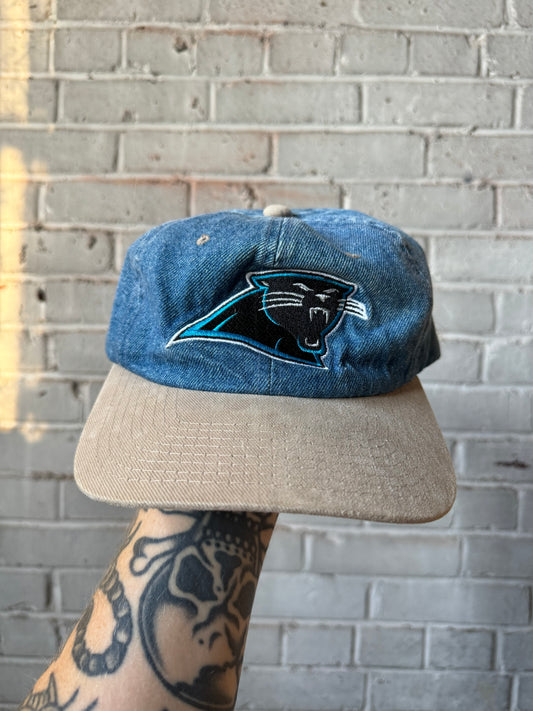 90’s Carolina Panthers Vintage Lee Sport Denim NFL Strapback Hat (OSFA)