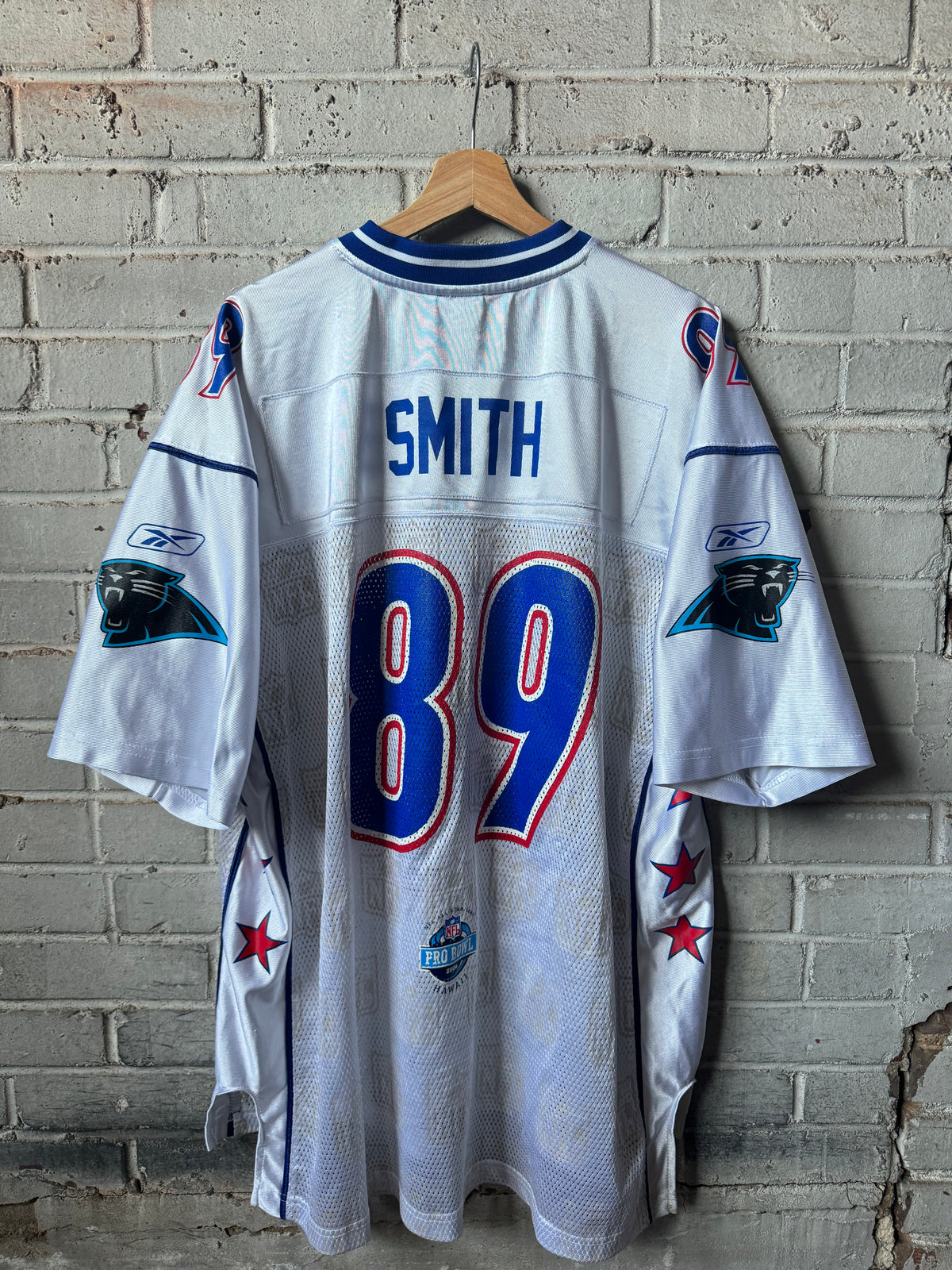 2006 Carolina Panthers Steve Smith White Reebok Pro Bowl NFL Jersey (XL)