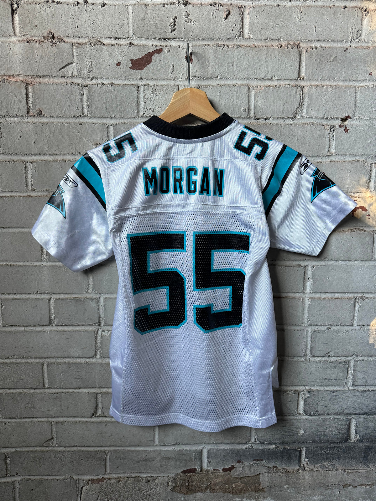 00’s Carolina Panthers Dan Morgan Vintage White Reebok NFL Jersey (Youth Small)