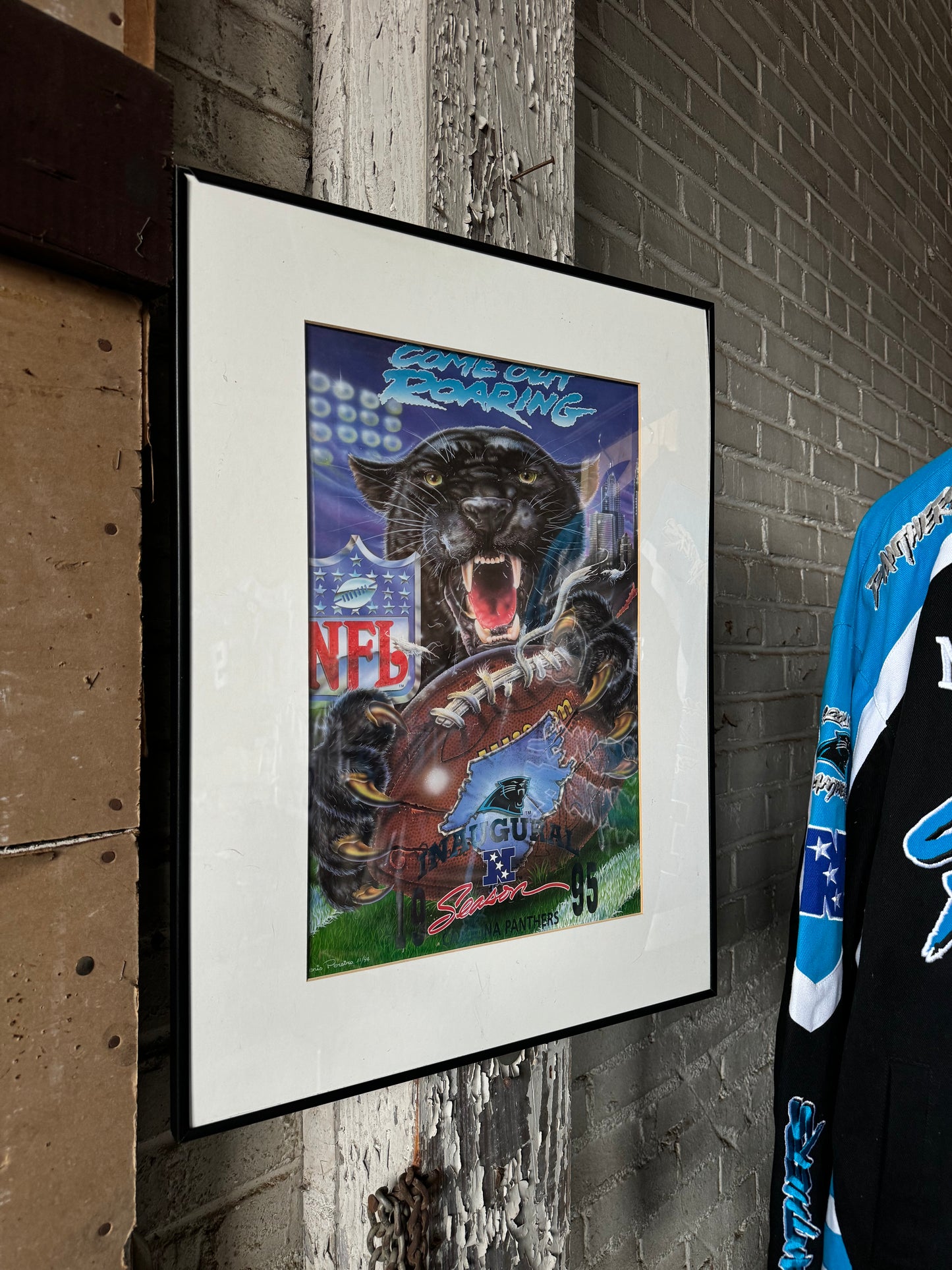 1995 Carolina Panthers Inaugural Season “Come Out Roaring” Framed NFL Print by Denis Pereira