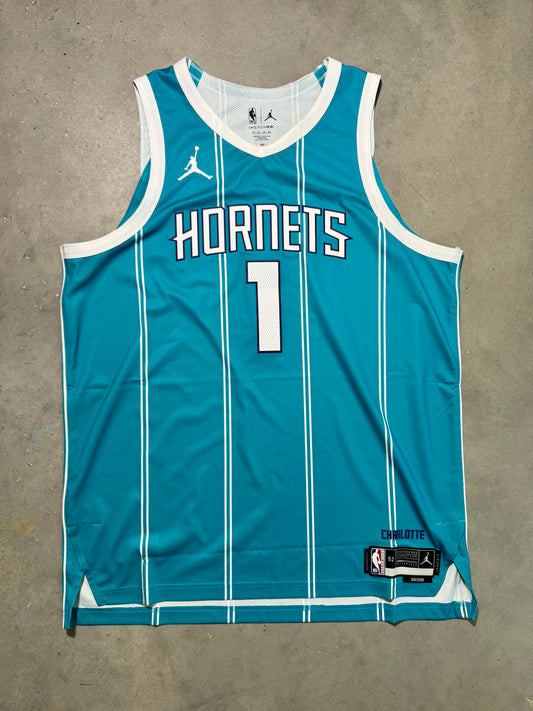 2023/2024 Charlotte Hornets LaMelo Ball Teal Jordan Brand Aeroknit Authentic On Court NBA Jersey (52/XL)