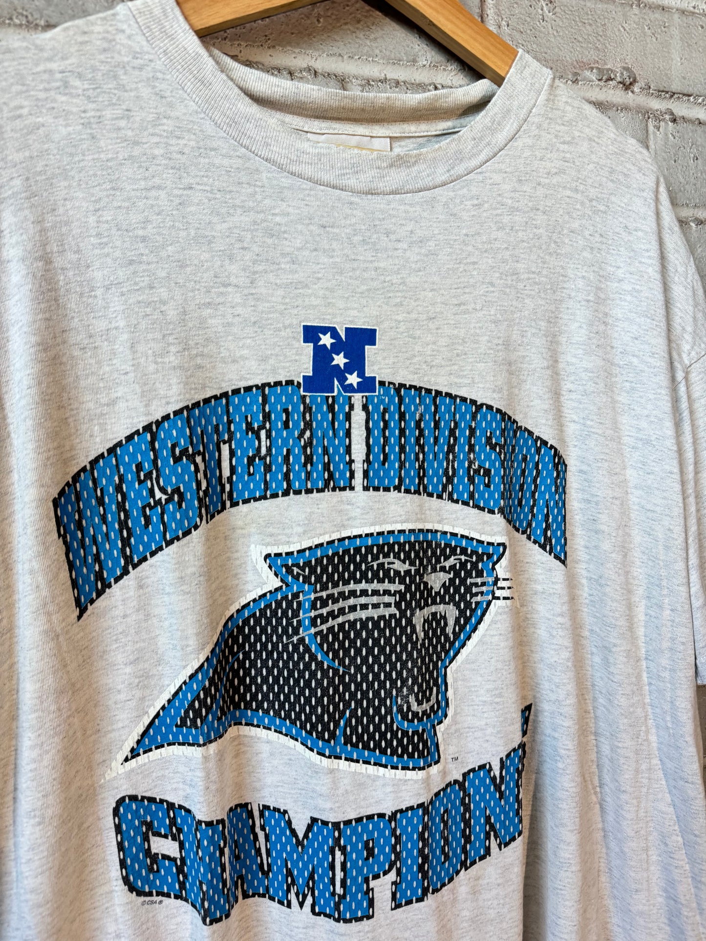 1996 Carolina Panthers NFC Western Division Champions Vintage Heather Grey NFL Tee (XL)