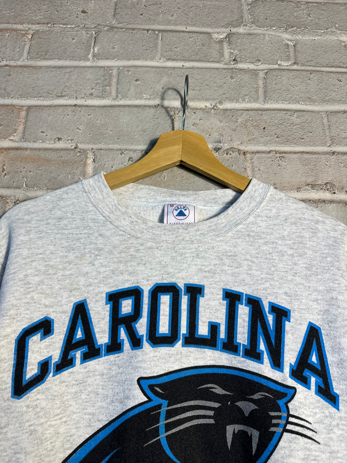 1993 Carolina Panthers Vintage Big Logo Block Letter Spellout NFL Crewneck (Medium)