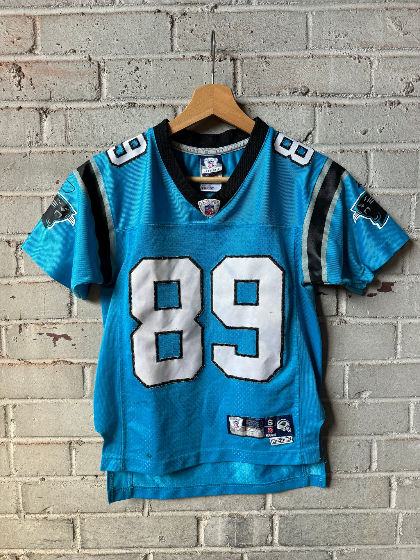 00’s Carolina Panthers Steve Smith Alternate Blue Stitched Kids Reebok Jersey (Youth Small)