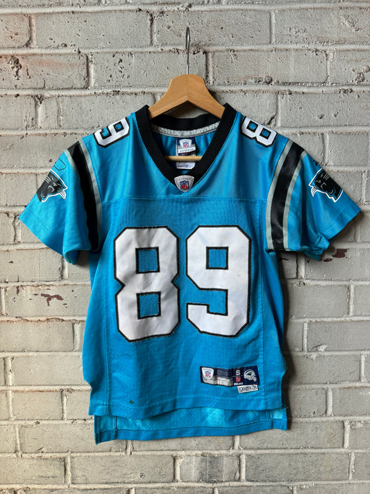 00’s Carolina Panthers Steve Smith Alternate Blue Stitched Kids Reebok Jersey (Youth Small)
