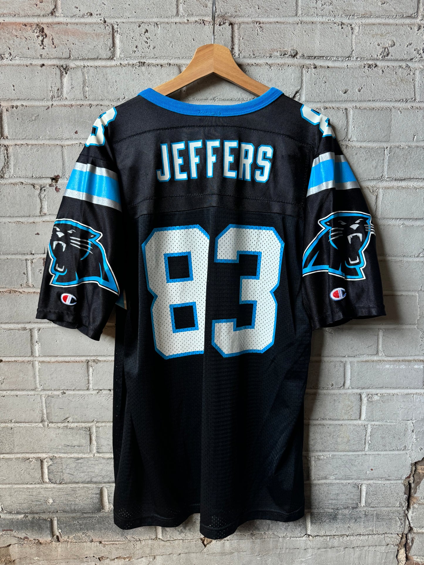 2001 Carolina Panthers Patrick Jeffers Vintage Black Champion NFL Jersey (40/Medium)